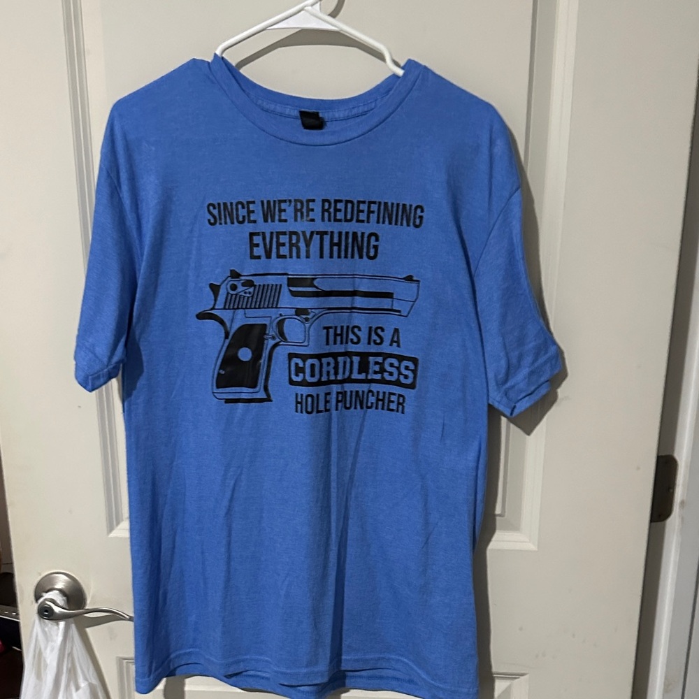 Gildan Blue Short Sleeve Graphic Tee - Cordless Hole Puncher